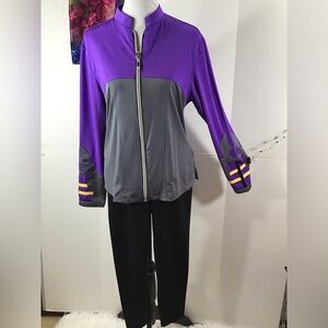 Jamie Sadock zip front jacket top + free Fabletics leggings M